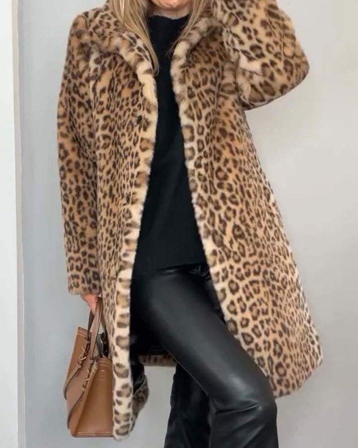 Olivra | Soft Long Leopard Coat