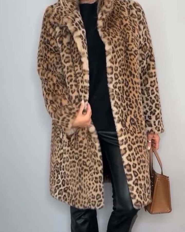 Olivra | Soft Long Leopard Coat