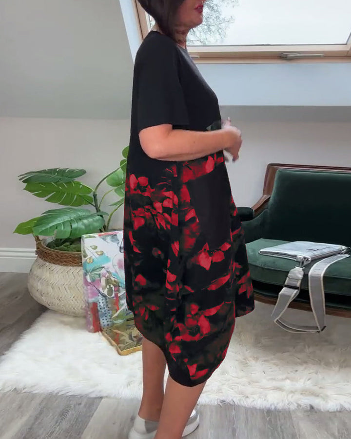 Alexa | Floral Patchwork Round-Neck Dress