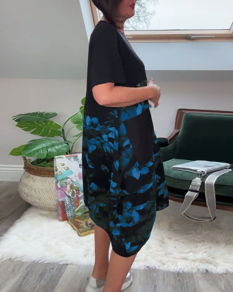 Alexa | Floral Patchwork Round-Neck Dress