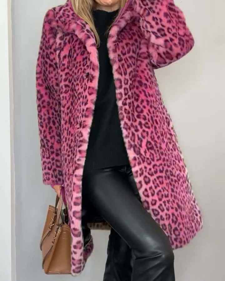 Olivra | Soft Long Leopard Coat