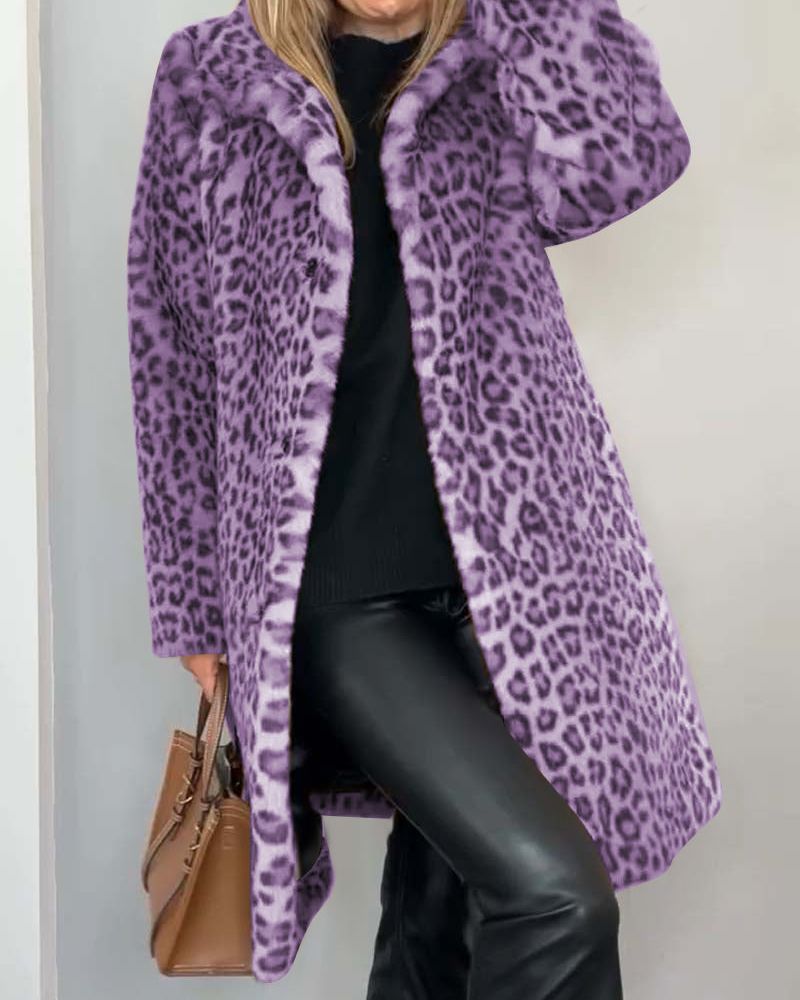Olivra | Soft Long Leopard Coat