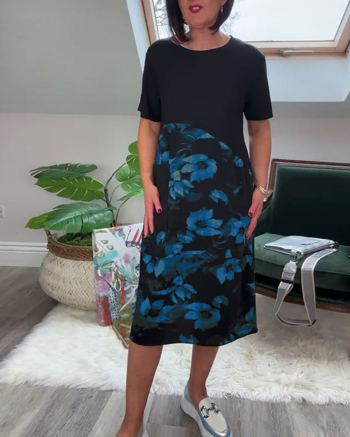 Alexa | Floral Patchwork Round-Neck Dress