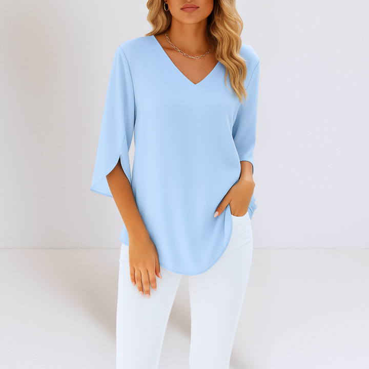 Murphy | Elegant blouse with V-neck and split sleeves