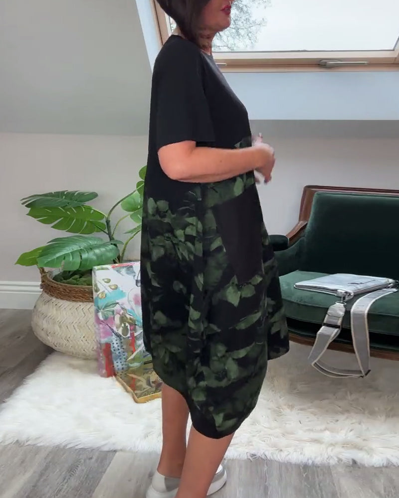 Alexa | Floral Patchwork Round-Neck Dress