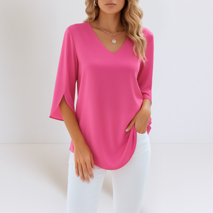 Murphy | Elegant blouse with V-neck and split sleeves