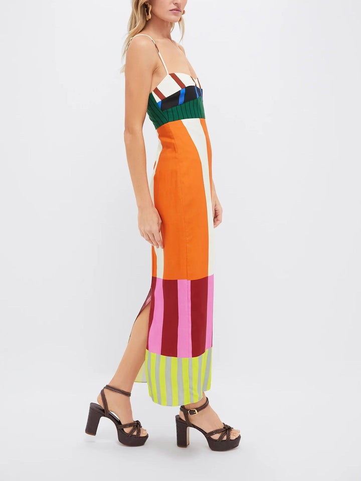 Helen | Colorful Striped Maxi Dress