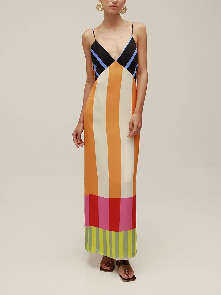 Helen | Colorful Striped Maxi Dress