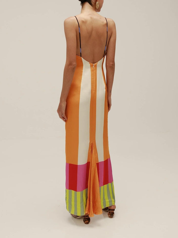 Helen | Colorful Striped Maxi Dress