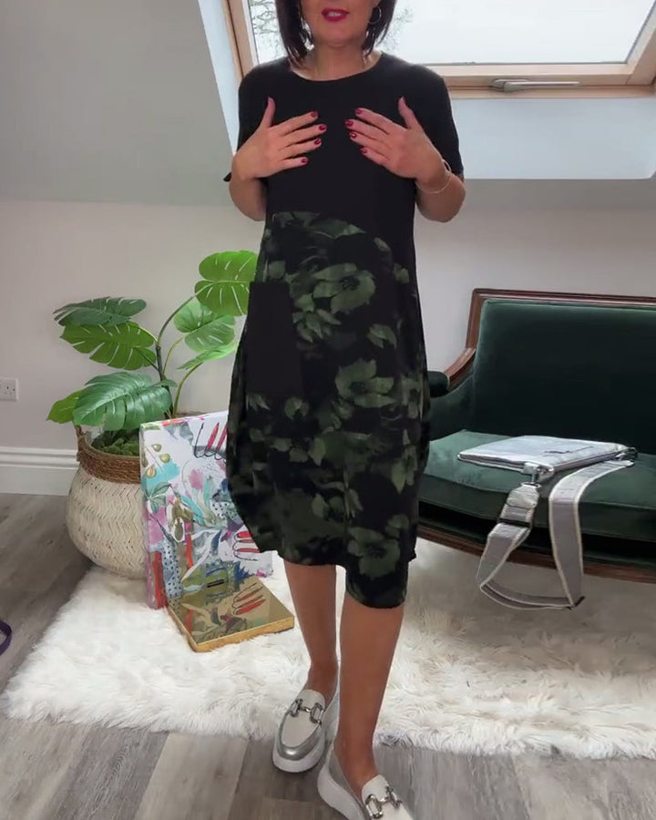 Alexa | Floral Patchwork Round-Neck Dress