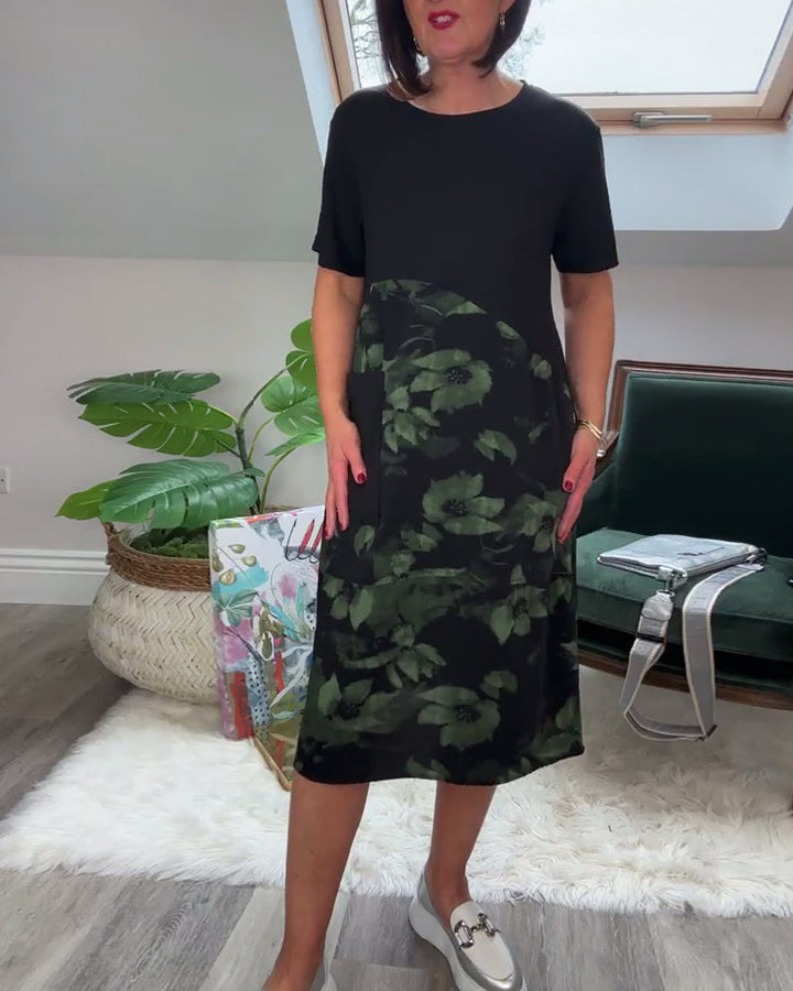 Alexa | Floral Patchwork Round-Neck Dress